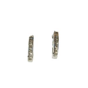 Paved CZ Cubic Zirconia Classic Signed Hoop Earrings Sterling Silver 925